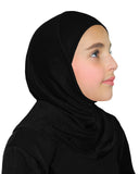black amira hijab one piece cotton headscarf for girls