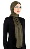 olive green baby blue women's Cotton Jersey Hijab Extra Long Soft Stretchy Shawl