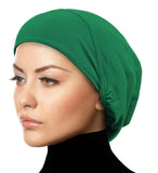 kelly green snood undercap beanie hair cover or for thinning hair or chemo patients