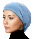 winter blue chemo cap women's hair loss beanie female baldness