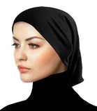 black cotton tube cap under scarf headband nior
