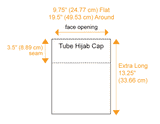 undercap tube hijab headband in cotton measurements