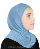 girls light blue amira hijab 1 piece cotton islamic head scarf