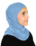 baby blue girls islamic hijab two piece amira headscarf hair cover and tube undercap easy soft pull-on modest