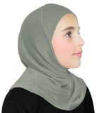 girl's gray amira hijab cotton 1 piece pull on instant headscarf