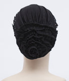 Hijab UnderCaps Elegant Ruffles, Lace & Rhinestone Snood Beanie