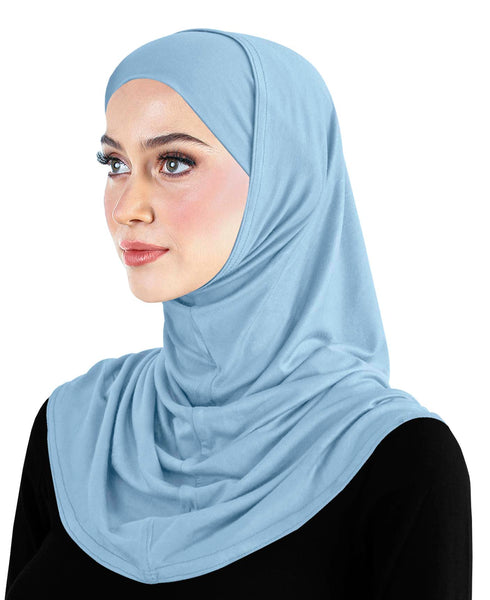 winter blue hijab for women 2 piece amira cotton set includes tube undercap and hood for muslim modesty