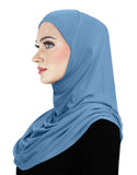 winter blue cotton one piece headscarf hijab for women easy instant pull on muslim hair cover