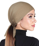 Women's Bonnet Undercap Cotton Adjustable Tie-back Sashes Hijab Beanie Cap