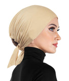 women's beige cotton hijab under scarf cap
