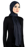 navy blue baby blue women's Cotton Jersey Hijab Extra Long Soft Stretchy Shawl