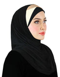 SMALL SIZE Festive Amira Cotton Hijab 1 piece 2 Tone Color Pleats - Junior Size