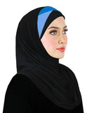 SMALL SIZE Festive Amira Cotton Hijab 1 piece 2 Tone Color Pleats - Junior Size