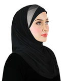 SMALL SIZE Festive Amira Cotton Hijab 1 piece 2 Tone Color Pleats - Junior Size
