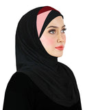 Festive Amira Cotton Hijab 1 piece 2 Tone Color Pleats - Junior Size