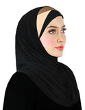 SMALL SIZE Festive Amira Cotton Hijab 1 piece 2 Tone Color Pleats - Junior Size