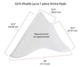Girl's White Hijab 1 piece Ultra-Light Poly Blend Amira Large Islamic school Hijabs
