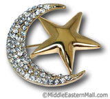 Wholesale one dozen Moon & Star Brooch in Gold