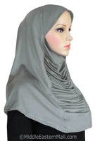 Wholesale Set of 6 Ruched Cascade Hijabs 1 piece Lycra Amira pull on Hijab