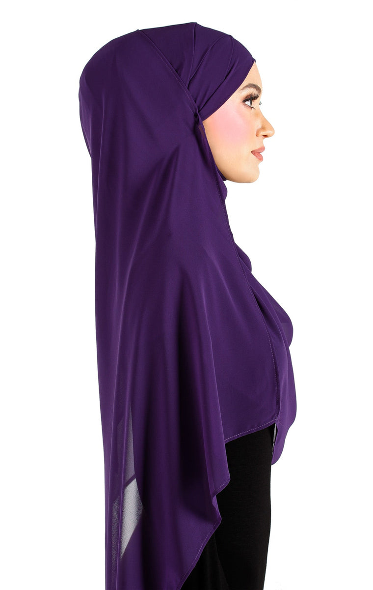 Chiffon Wrap Hijab Headscarf with Caplet & Sashes to Tieback MADE IN T