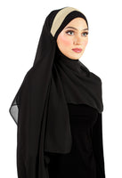 Chiffon Wrap Hijab Headscarf with 1 Color Stripe >>SEE VIDEO