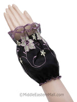Arm Cuffs with Floral Embroidery in #2 Lilac