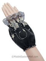 Arm Cuffs with Floral Embroidery in #4 Icy Gray