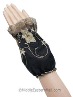 Arm Cuffs with Floral Embroidery in #5 Beige