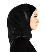 profile view of the black kuwaiti mona hijab wrap