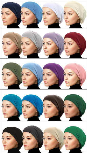 Wholesale 1 Dozen Cotton Snood Hijab Caps Medium size