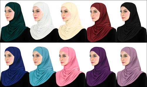 Wholesale Hijabs 2 pc Hijabs 1 Dozen Khatib Hijab LYCRA 2 piece Amira Hijabs in 9 different colors