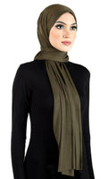 olive green baby blue women's Cotton Jersey Hijab Extra Long Soft Stretchy Shawl 