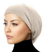 oatmeal linen beige cotton chemo cap for hair loss alopecia balding