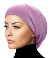 Orchid light purple cotton undercap hijab beanie