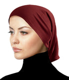 maroon cotton tube hijab cap easy pull on underscarf