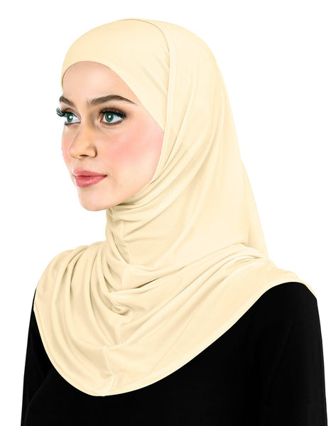Ivory Lycra Amira hijab khatib 2 piece set includes hood and tube cap women's size