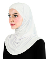 white Lycra Amira hijab khatib 2 piece set includes hood and tube cap women's size