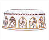 Men's Kufi with embroidery  maroon and gold window design