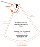 Measurements of the Festive Amira Hijab 1 piece cotton head scarf for large women white with black details