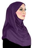 easy pull on 1 piece amira hijab women's headscarf foulard in purple