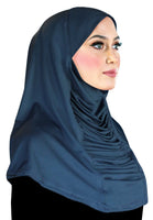 slate blue lycra woman's hijab amira 1 piece hair cover headscarf