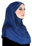 royal blue large headscarf for muslim women easy pull on 1 piece instant amira hejab