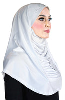 white hijab muslim women's headscarf easy pull on 1 piece instant amira