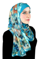 turquoise blue stylish mona kuwaiti hijab with wrap shawl