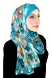 turquoise blue stylish mona kuwaiti hijab with wrap shawl