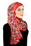 magenta & red meadow flowers stylish mona kuwaiti hijab with wrap shawl