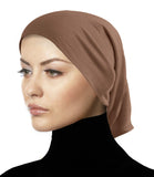 sienna tan stretchy cotton tube cap underscarf