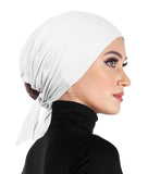 Women's Large White Bonnet Cotton Undercap Single Layer Adjustable Tieback Sashes