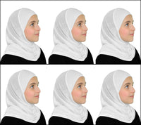 NEW  : GIRL'S ONE  piece Cotton Hijab ALL WHITE back to School uniform Hijabs MADE IN TURKEY