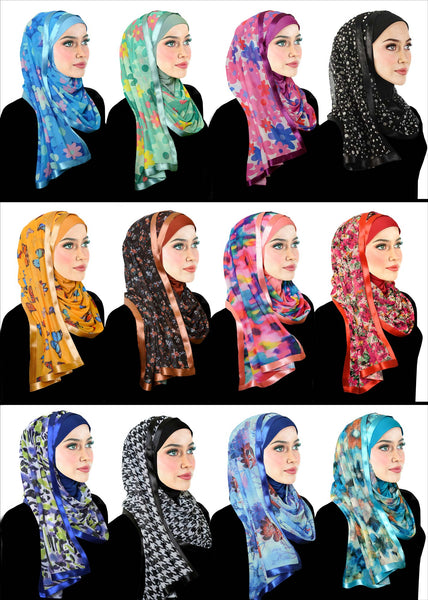 wholesale stylish mona hijabs set of 12 in a variety of 12 beautiful prints